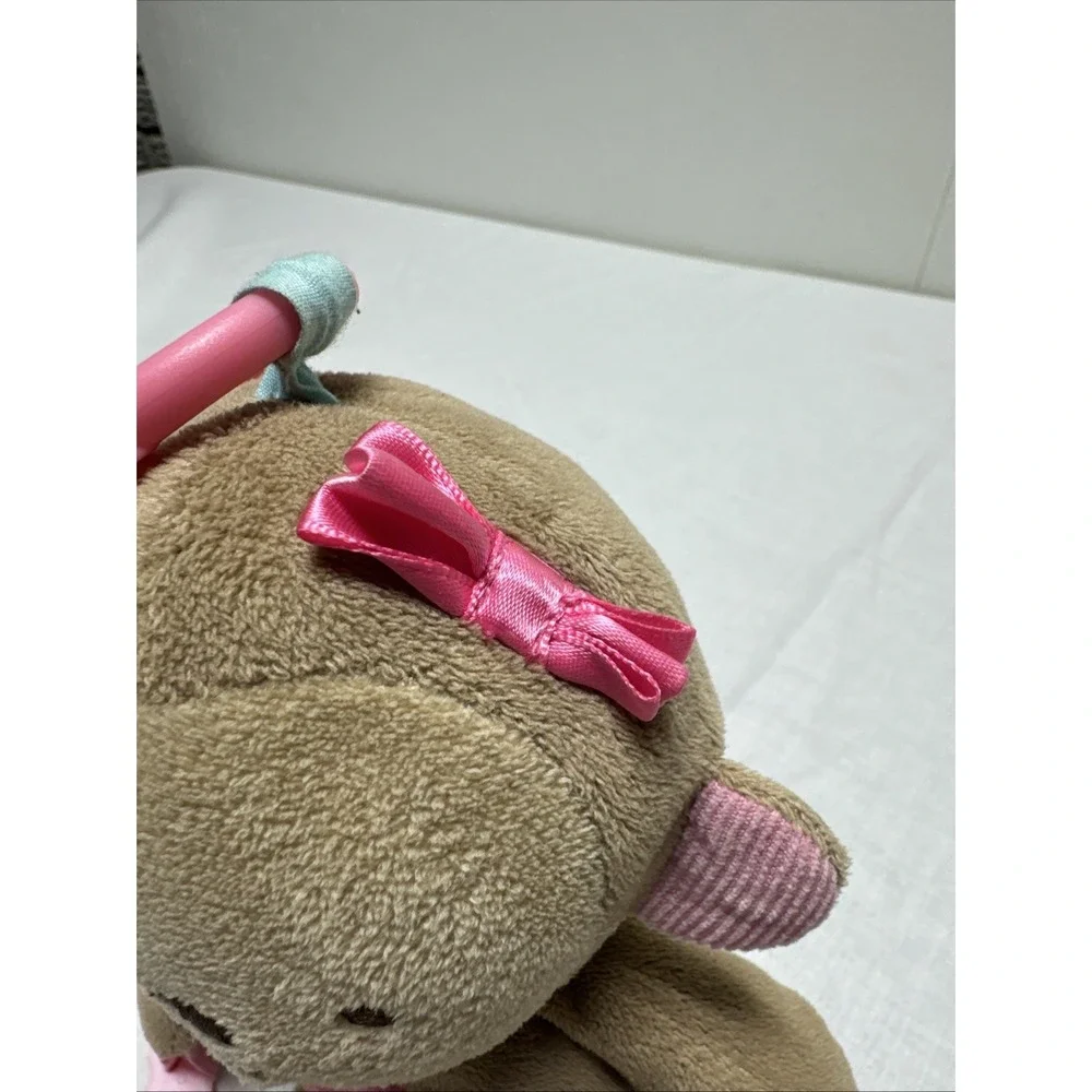 Child Of Mine Carters Brown Monkey Plush Pink Baby Girl Rattle Crinkle Teether